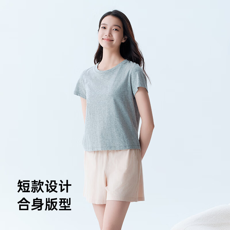 Yiershuang Class A 7A antibacterial, anti-mite and deodorizing 100% cotton women's T-shirt can be worn outside, round neck short-sleeved bottoming shirt for women