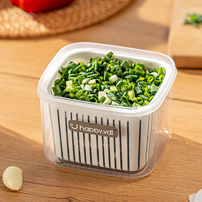 Jingdong Logistics Kitchen onion and ginger storage box refrigerator chopped green onion fresh-keeping box vegetable preparation box with lid drain box for draining and keeping fresh 1 piece 12.7*11.5*9cm