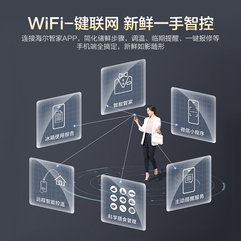 Haier refrigerator cross-door four-door 659 upgraded first-class energy efficiency dual-frequency air-cooled frost-free large-capacity household energy-saving refrigerator Boka Gray 25-year-old new product oxygen-blocking dry and wet storage + EPP purification system + WIFI intelligent control