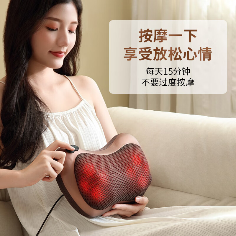 KASRROW, the best family gift, neck massager, massage pillow, shoulder and neck massage, shoulder, neck, waist and back massage cushion, neck, legs, soles, whole body, parent birthday gift for girlfriend, 8D wired plug-in model, massage + timing + hot compress + Chinese red
