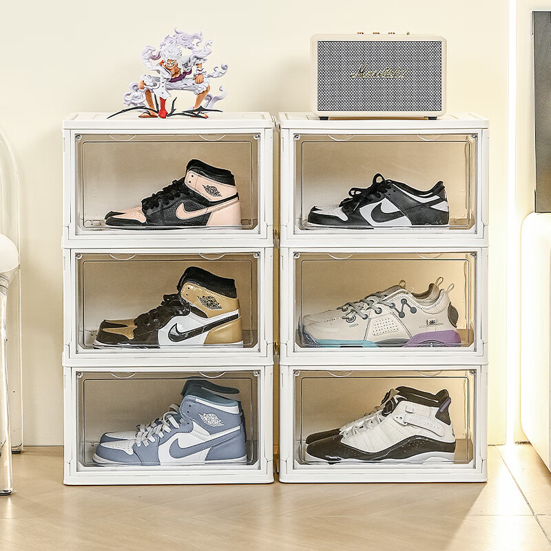 GOTO shoe box storage box installation-free all-in-one storage artifact transparent multi-layer plastic dust-proof simple acrylic storage box multi-functional folding storage shoe box 1 layer no wheels high transparent door panel