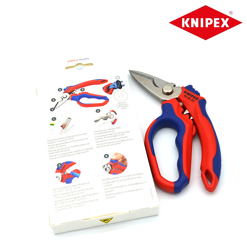 KNIPEX German original imported curved handle electrician's angle scissors tool waist bag with crimping multi-function scissors 950520SB electrician's scissors 95 05 20 SB