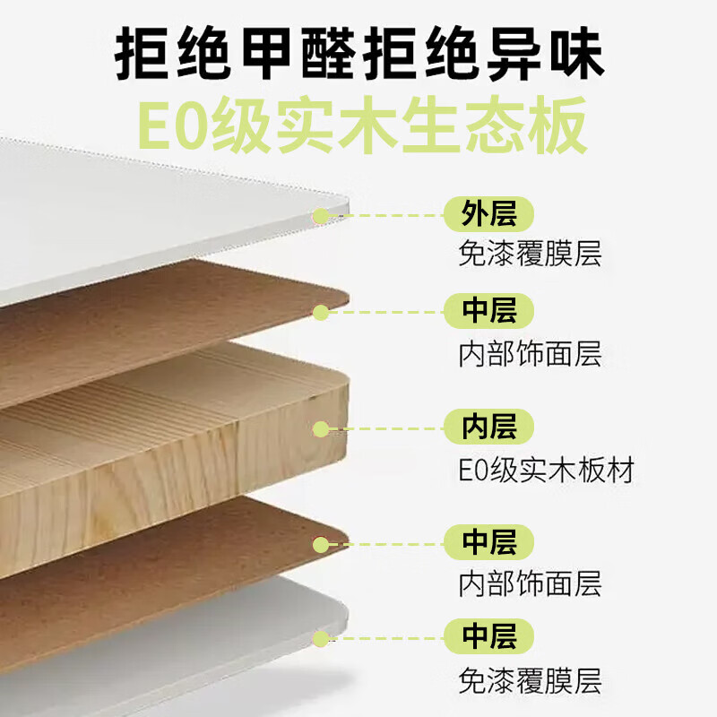 Kang Shiyuan solid wood sideboard modern minimalist living room integrated wall tea cabinet kitchen storage cabinet storage cabinet off-white three-draw double door 100*40*80