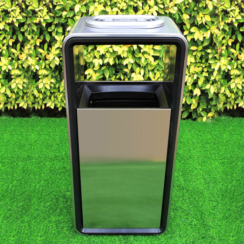 Jinke indoor and outdoor stainless steel vertical ashtray large size with ashtray commercial park shopping mall office building public ash column smoking area cigarette butt barrel X5G sand silver steel