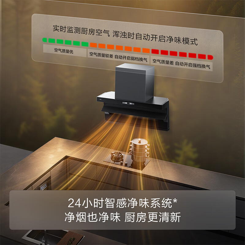 FOTILE range hood 27 cruise air volume large suction silent first level energy efficiency 7-shaped top side double suction flush cabinet home door installation L1 suction range hood