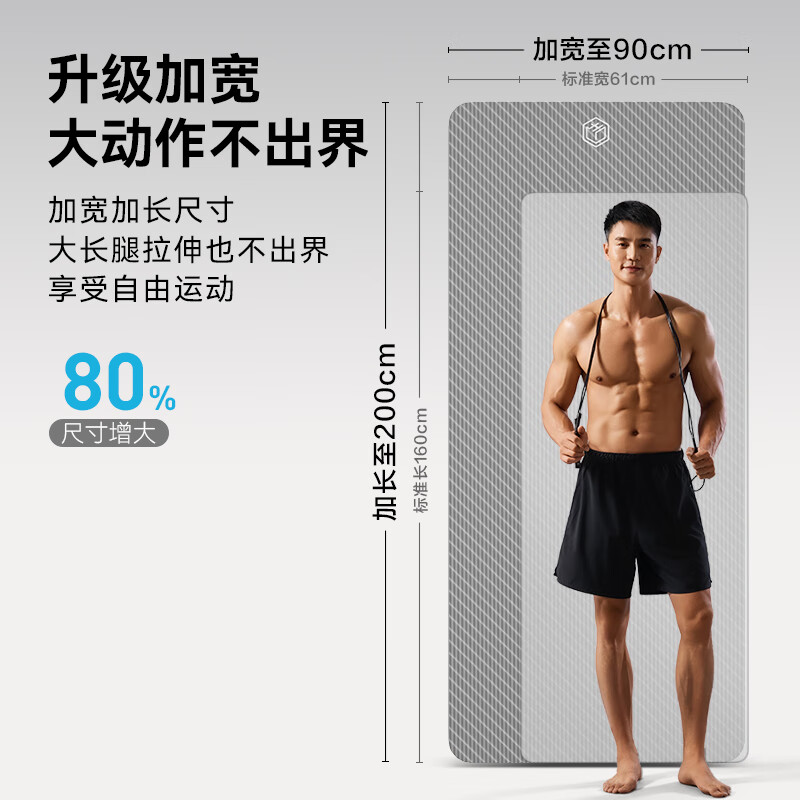 Made in Tokyo, yoga mat, fitness mat, men's non-slip professional yoga mat, sports thickened and lengthened 2 meters, shock-absorbing, soundproofing, aerobics mat gray