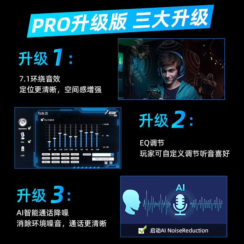 Siberia K02BS Bluetooth wireless gaming headset headset 2.4G four-mode computer mobile gaming e-sports headset 163 hours long battery life no sense of delay CS listening position identification K02S PRO black and blue 2.4G wireless four-mode support driver
