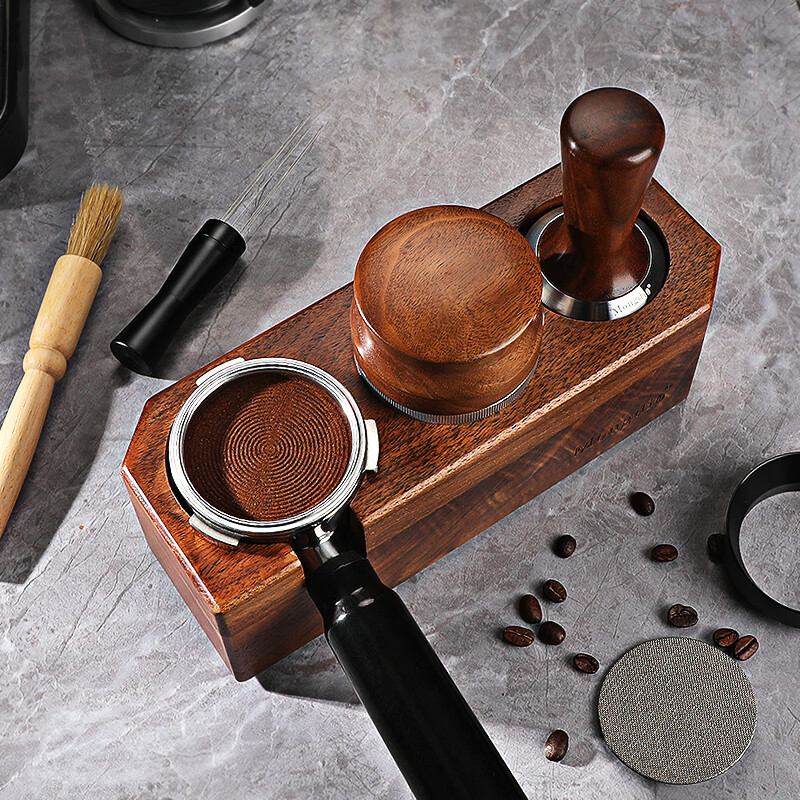 Mongdio Multifunctional Pressed Powder Base Espresso Machine Powder Distributor Pressed Powder Hammer Storage Set 51/58mm 58mm Walnut Pressed Powder 3-piece Set