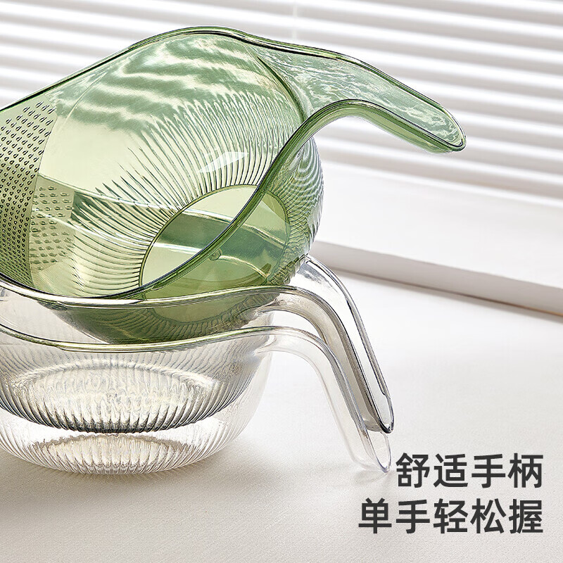 AILUKI Japanese rice washing artifact rice washing sieve rice washing basin drain basket household multi-functional vegetable washing fruit basin transparent dark green + transparent black