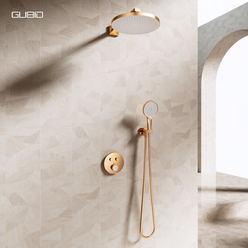 GUBID fine copper embedded pre-embedded shower two-function hot and cold constant temperature shower set GD3028M-rose gold