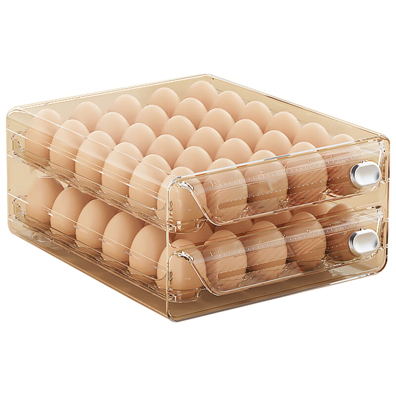 WCZ German egg storage box drawer-type refrigerator special household food-grade sealed fresh-keeping egg rack kitchen double-layer large 40 grid transparent color