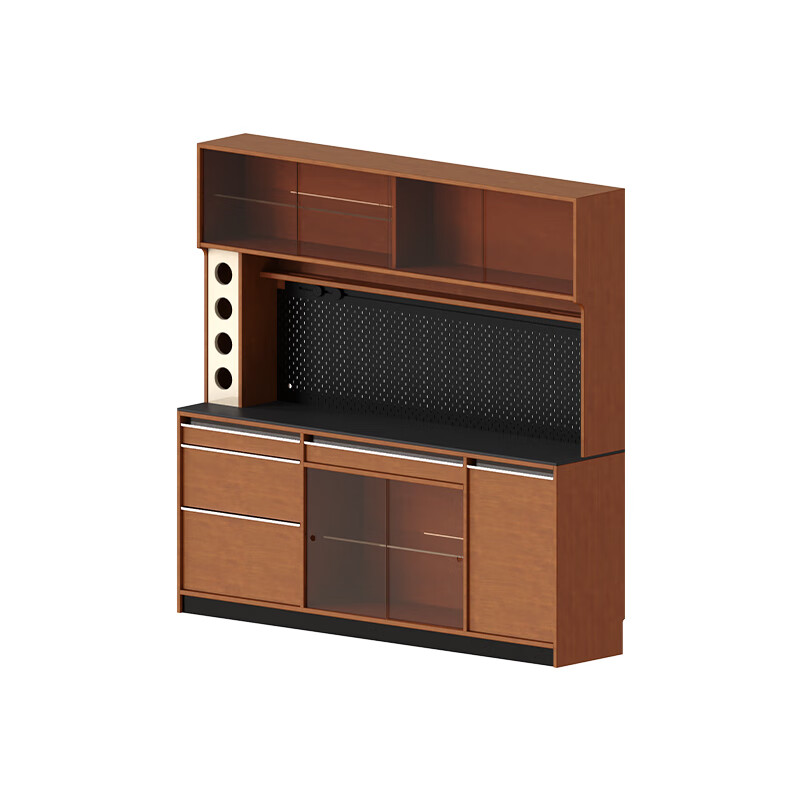 MUU retro solid wood French sideboard slate wall integrated storage cabinet living room storage cabinet medieval coffee cabinet Mies high sideboard 1.5M whole cabinet