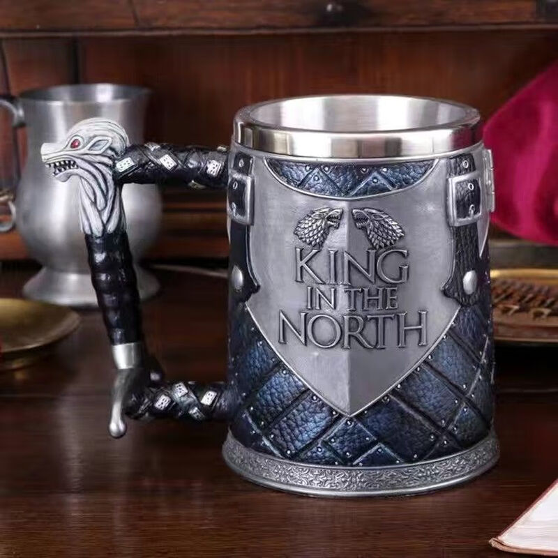 KYODO Jingmei Multi-Iron Cup Game of Thrones Beer Mug 304 Steel Creative Wine Glass Mug Embossed Large Capacity Holy Sword Handle Cup