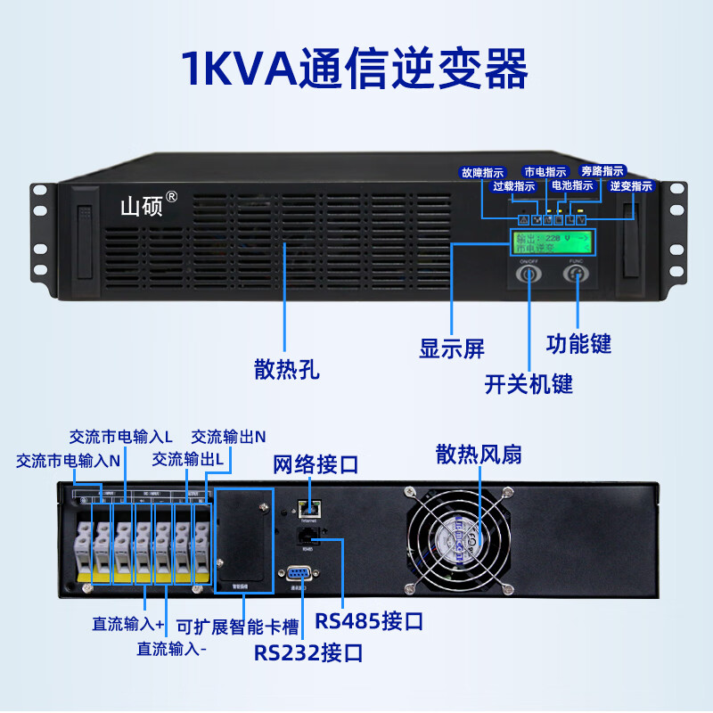 Shanshuo DC DC48 to AC AC220V rack-mounted communication room inverter 3KVA pure sine wave inverter power supply H1K-48V 1000VA800W