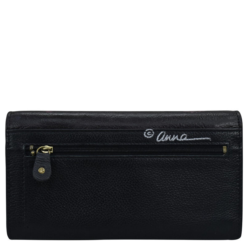 Anna by Anuschka Women's Hand-Painted Cowhide Tri-Fold Wallet Paris Nights 12 Card Slots Leather Wallet Paris Nights One Size