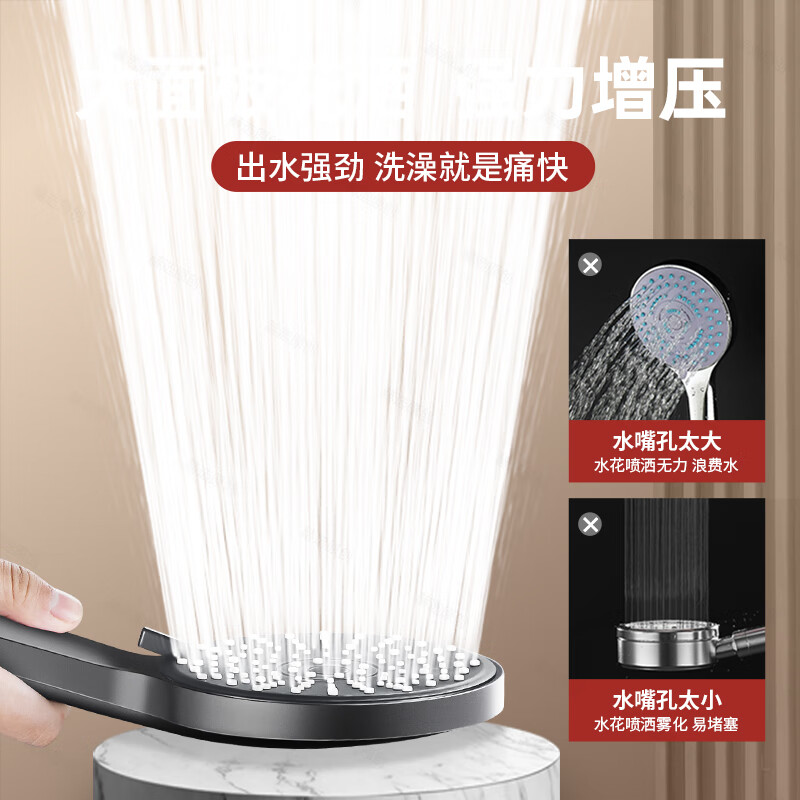 Jomoo's new German supercharged shower head shower super pressure large water output bath faucet spray shower head set flagship version platinum silver supercharged shower head
