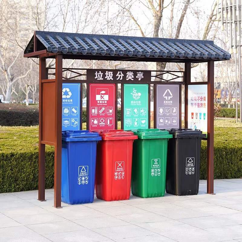 Wen Yijia outdoor garbage classification kiosk garbage room community garbage recycling station steel community street structure collection room factory customized style 1