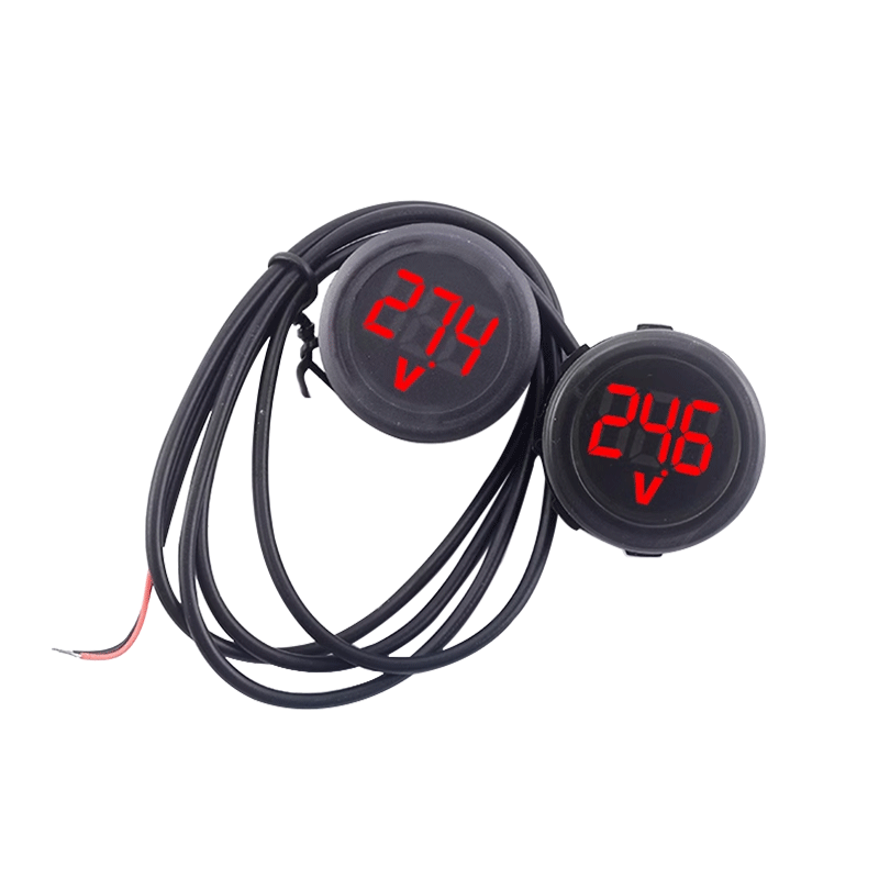 Zejie DC4-100V DC digital voltmeter LED digital display round two-wire waterproof voltmeter with reverse connection protection DC4-100V round two-wire voltmeter green light