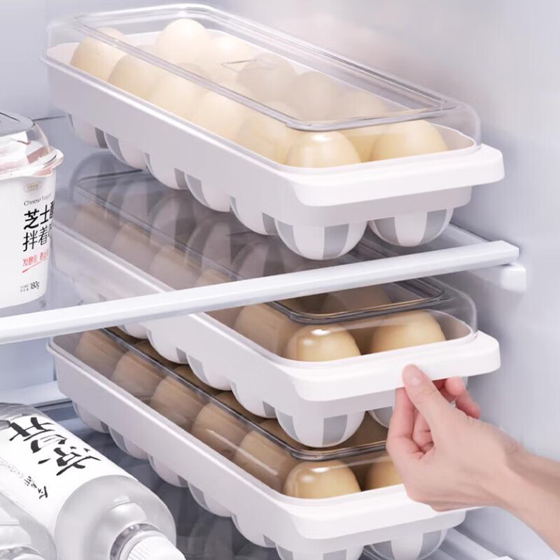 Axco egg storage box side door storage and organization refrigerator special food-grade rolling device for rolling eggs artifact fresh-keeping rack holder cream yellow-1 pack can hold 12 eggs