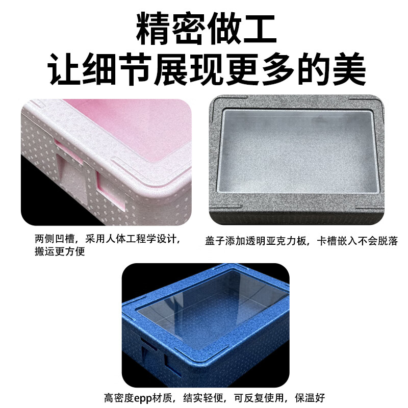 Stall epp insulated box commercial multi-layer transparent cover foam box dessert refrigerated food preservation box powder 28L bare box + 4 water-filled ice plates with transparent transparent cover insulated box
