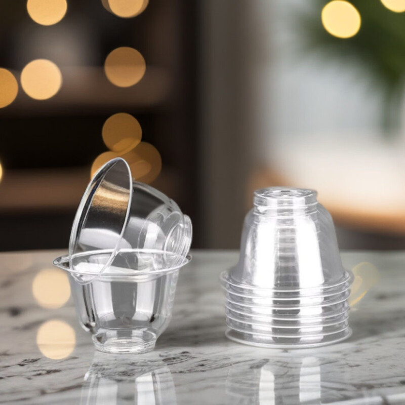 Disposable tea cup, thickened heat-resistant Kung Fu tea cup, high-end transparent crystal cup, office reception cup, tea cup, 50 pieces (60ml)