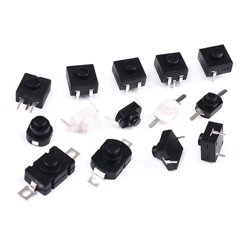 Zejie strong light flashlight switch SMD/in-line push button power switch switch accessories ultra-thin self-locking 1288BM white flashlight switch (5 pieces)