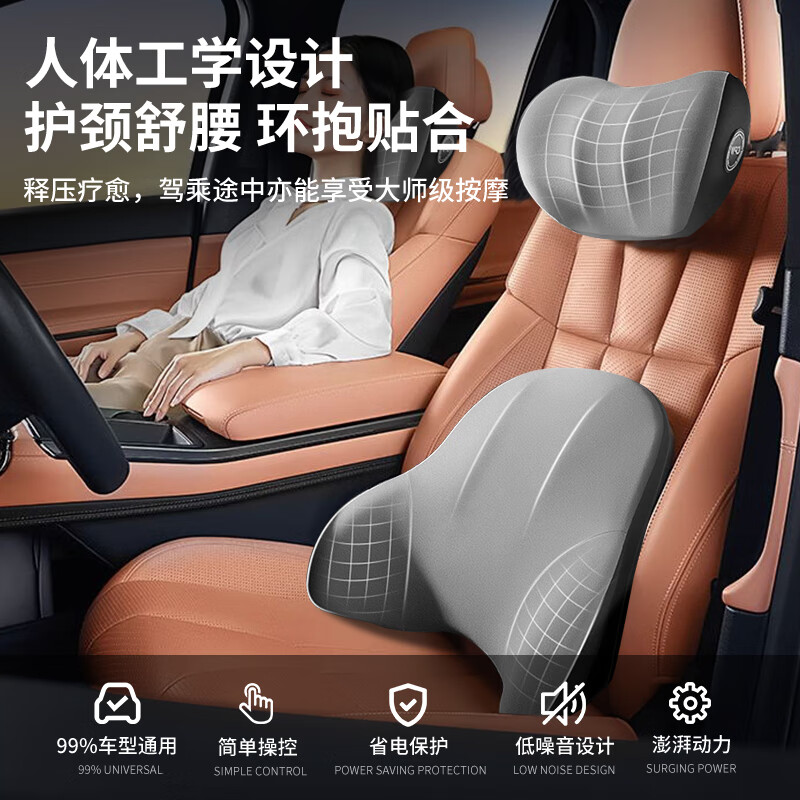 Apple Rabbit Valentine's Day gift for boyfriend, birthday gift for husband, father, boy, leader, car massage lumbar cushion for men, New Year and Spring Festival, high-end practical hot compress waist, increased hot compress type - headrest and waist support set - ghostwriting greeting card