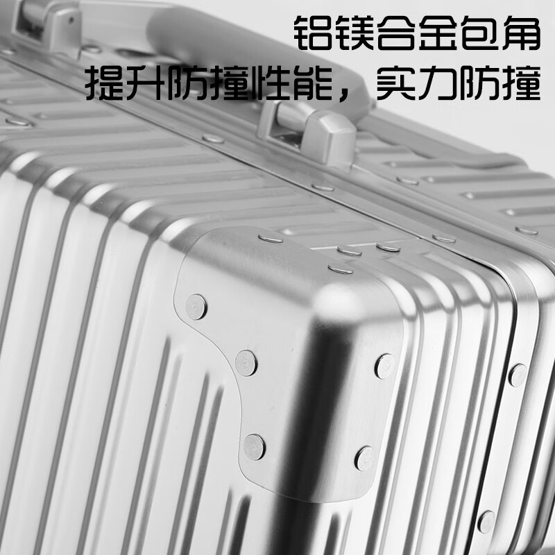 World Geographic German Aluminum Magnesium Alloy Luggage Men's and Women's Metal Trolley Case Business Travel Boarding Case Luggage Password Box Aluminum Magnesium Alloy-Luxury Silver 24 Inches-Golden Size for Travel/Mid-to-Long Distance Travel
