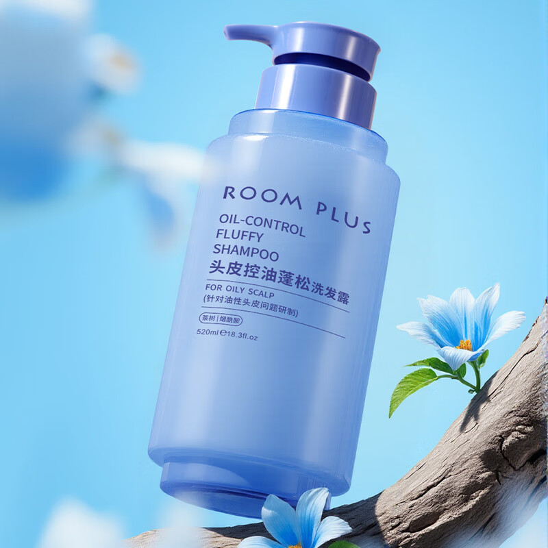 ROOM PLUS Shampoo, Oil Control and Fluffy Scalp, Anti-Dandruff, Anti-Breakage Conditioner, Anti-Acne Shower Gel, Body Care Set, Oil Control and Fluffy Scalp Shampoo 520ml
