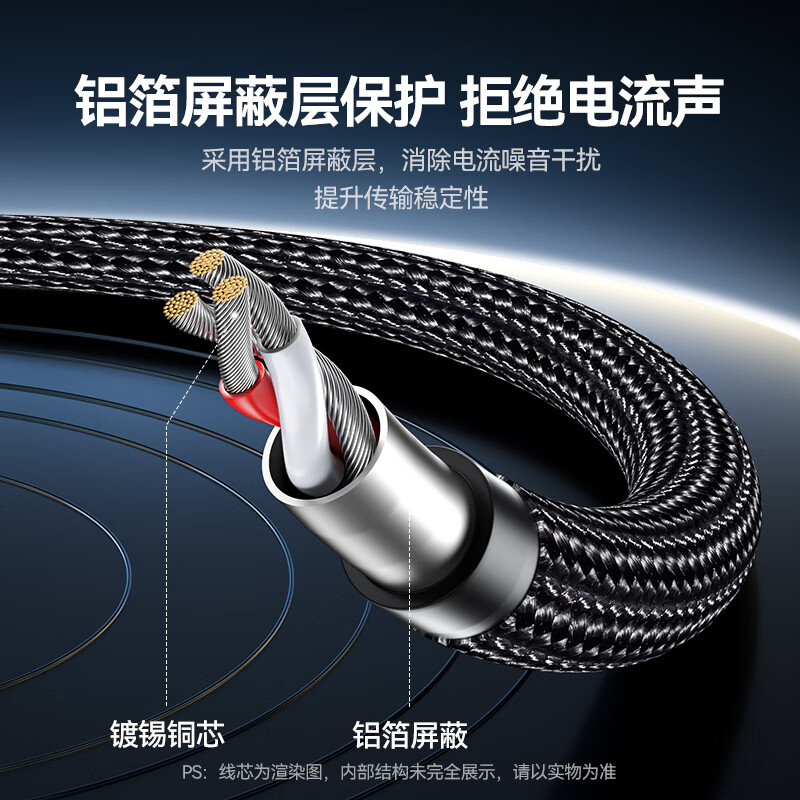 Shanze 3.5mm to 6.5mm male-to-male audio cable, mobile phone laptop audio box connection cable, 6.35 power amplifier mixer electric guitar conversion cable 1 meter YPZ-10