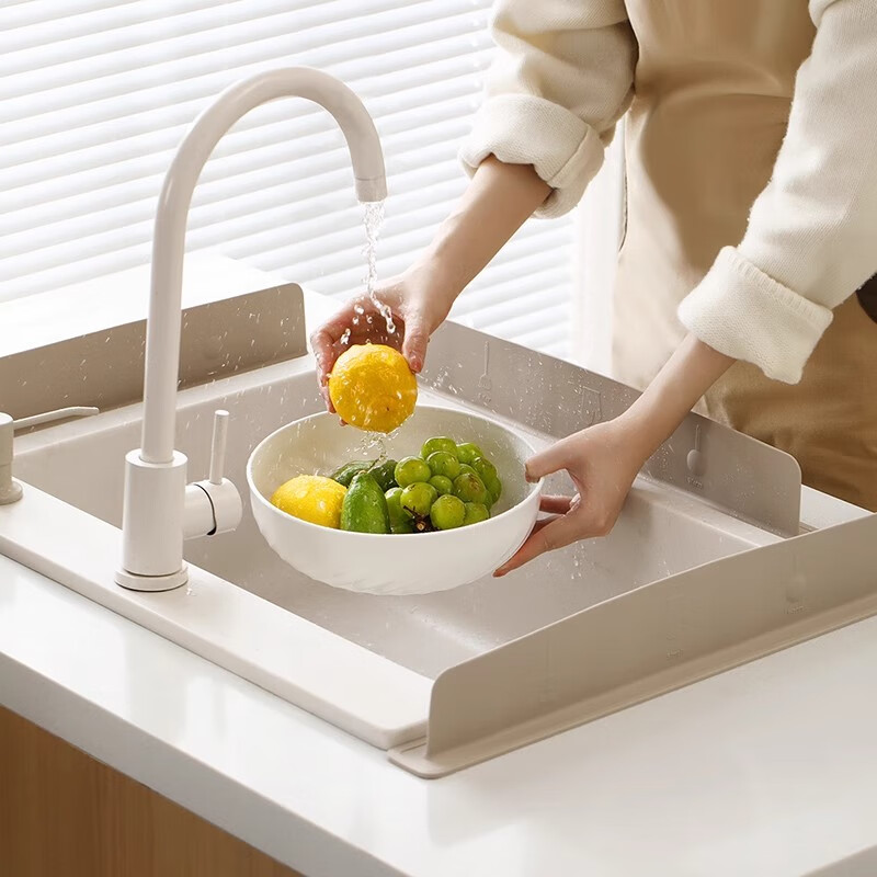 Jiacube sink water guard kitchen pool anti-splash water artifact wash basin wash basin countertop silicone partition water strip beige