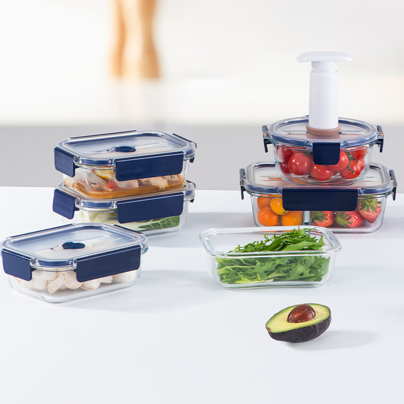 Anbuy vacuum borosilicate glass storage box 1.05L refrigerator storage box heat-resistant lunch box sealed lunch box