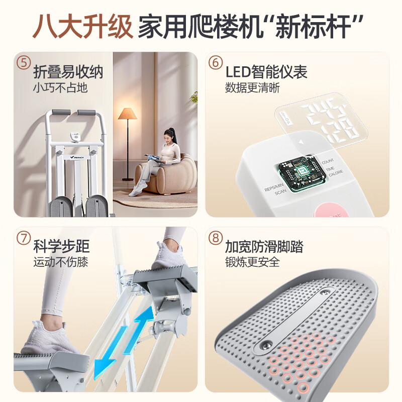 Shantou Lincun Merrick Multifunctional Stair Climber In-situ Stepper Mountaineering and Running Equipment Small Household Sports and Fitness Equipment Non-adjustable Resistance/Foldable for Easy Storage/Door Delivery