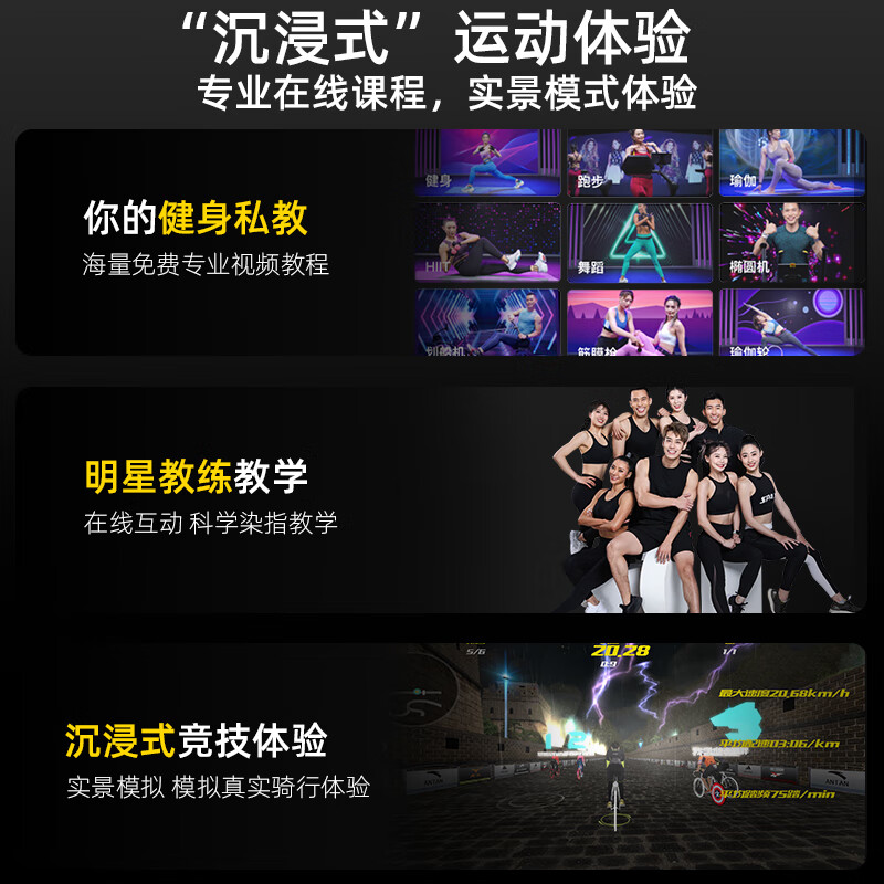 Yingerjian spinning bicycle home silent indoor sports small bicycle gym special weight loss fitness equipment 10KG flywheel set-magnetic silent-smart APP