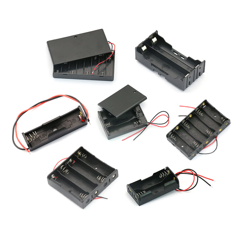 Dafurui battery box No. 5 No. 7 18650 lithium battery holder with cover, no welding required for series charging 2 cells 4/8 cells 9V12V battery box 1 cell 18650 with cable (2 pcs)