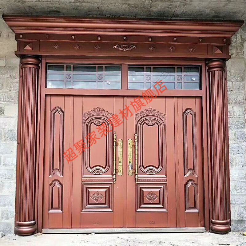 Meikejie villa door rural double door zinc alloy self-built house entrance door four-open double door luxury imitation copper door style one