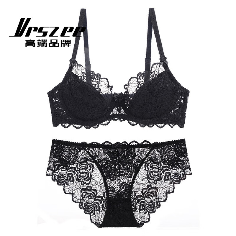 VRSZEE high-end brand underwear women's ultra-thin hot sexy lace bra set temptation underwear bikini white 75B