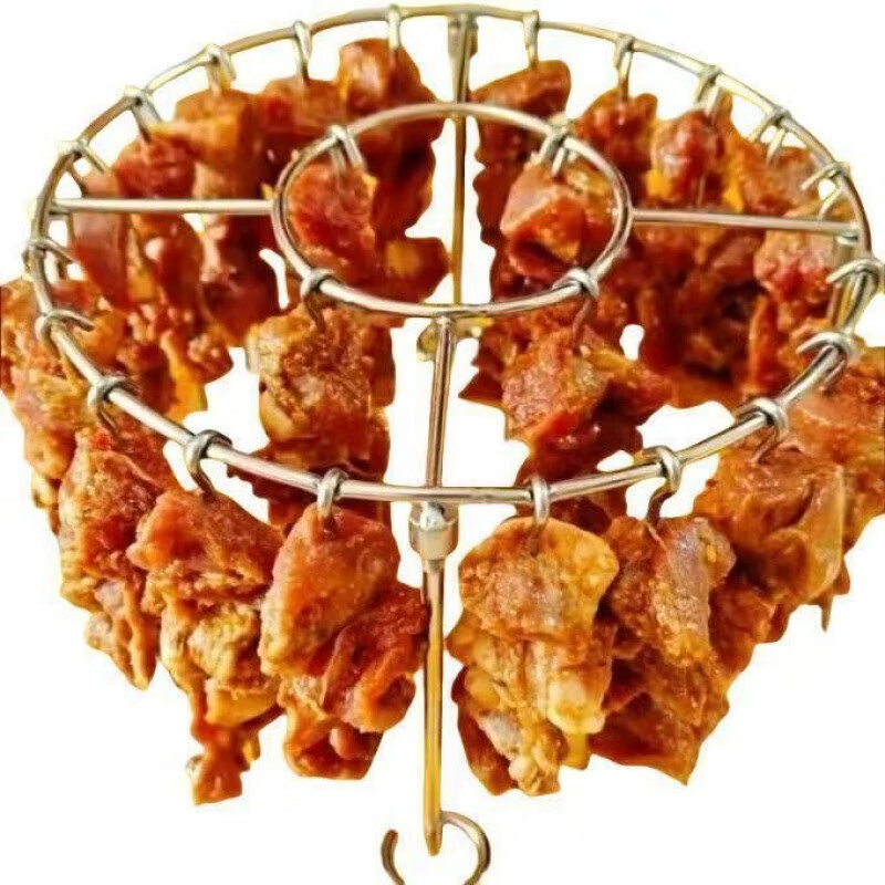 Enshousu 304 stainless steel barbecue grill round hanging skewer rack home kitchen outdoor 48 oven/air fryer universal barbecue grill 304 stainless steel without grill - 1 baking needle