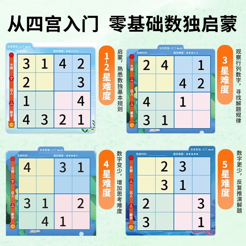 Magnetic standard Sudoku game (all three volumes) 4-9 years old Four and Six Palace Sudoku entry-level kindergarten puzzle game observation concentration logical reasoning ability parent-child game