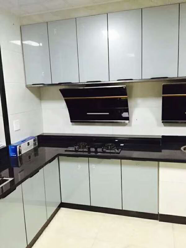 Kezitu ceramic tile kitchen cabinet door framed cabinet door custom door panel kitchen stove aluminum alloy crystal steel door no punching self-assembly black invisible edge 180 number