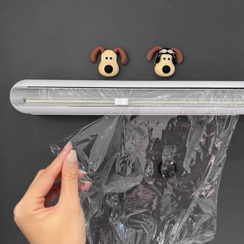 Mofan cling film cutter magnetic suction refrigerator special tear-free disposable cling film set kitchen household cutting box artifact style gray cutter + 50 meters of cling film 6-36cm