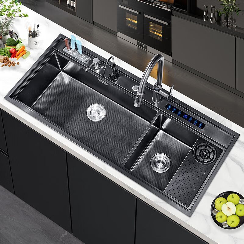 Ye Yu Intelligent Large Single Slot Kitchen Ultrasonic Vegetable Disinfection and Removal of Pesticide Residues Dishwashing Sink Multifunctional Large Double Slot Vegetable Basin 10050 Ultrasonic + Double Sink/Soap/Clean/Table