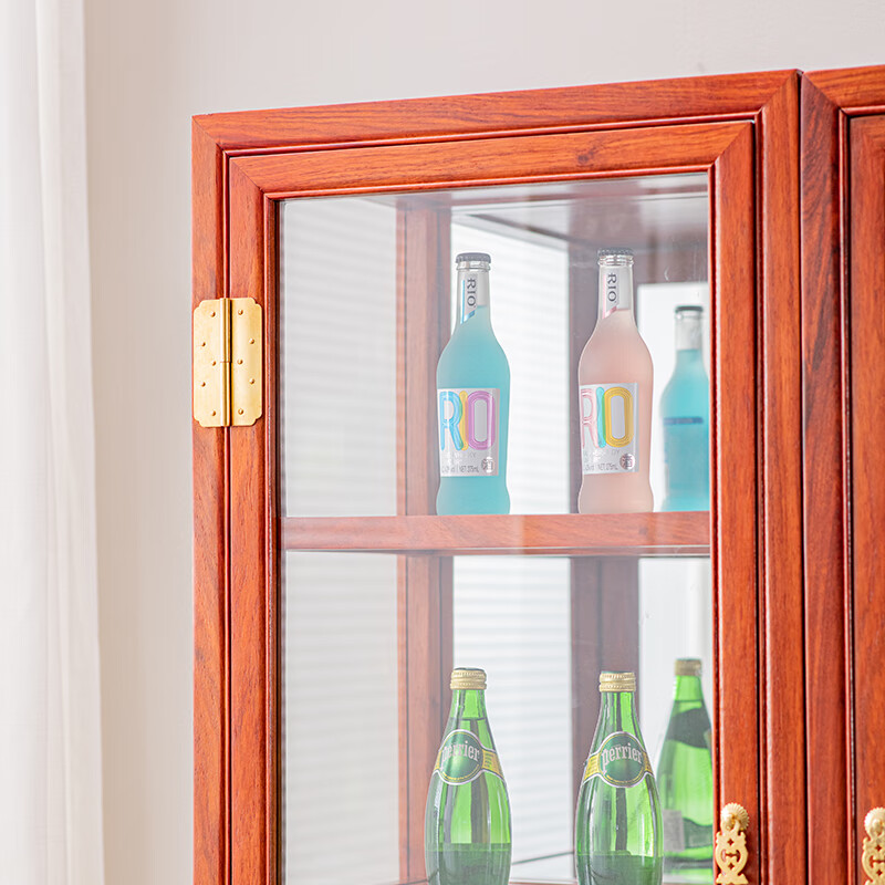 Sanjiang Mingju mahogany furniture African rosewood (scientific name: Hedgehog rosewood) wine cabinet solid wood new Chinese style living room wine cabinet display cabinet corner cabinet narrow gap storage storage cabinet O single length 50 width 40 floors high 28 total height 198CM
