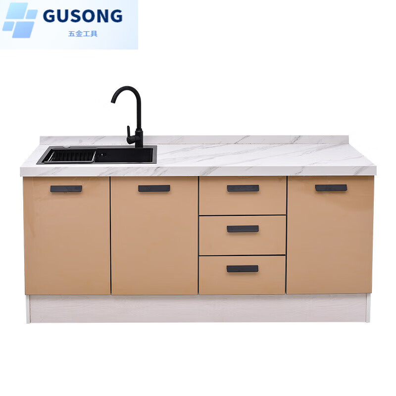 FANCYCHIC simple cabinet marble countertop cabinet slate kitchen cabinet stove cabinet rental home integrated kitchen cabinet customization 100cm flat-double door one size