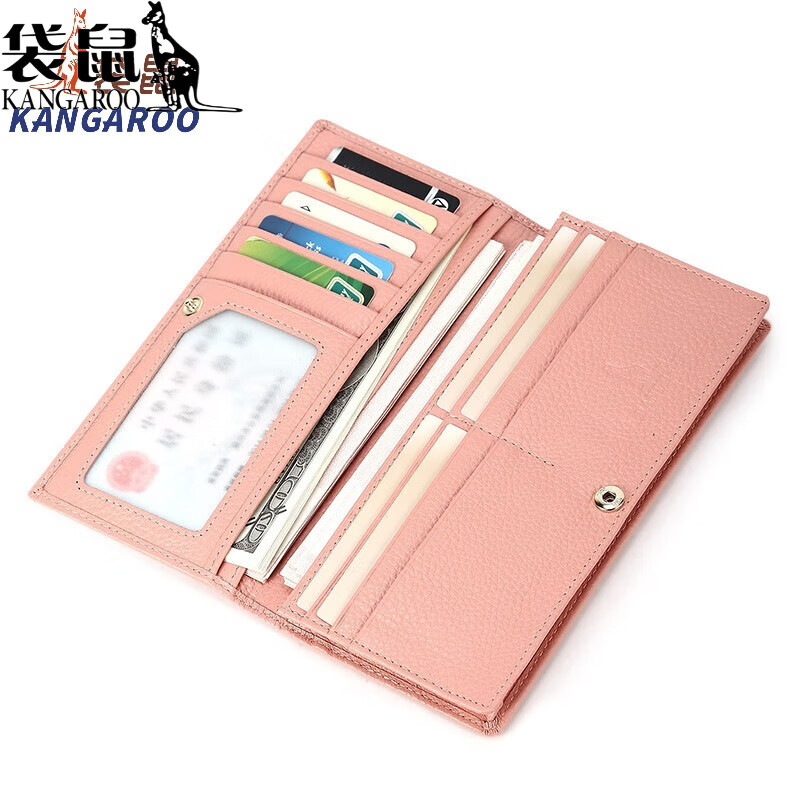 Kangaroo (KANGAROO) carefully selected quality wallet women's long genuine leather 2024 new student wallet small clear Korean head red (thick version)