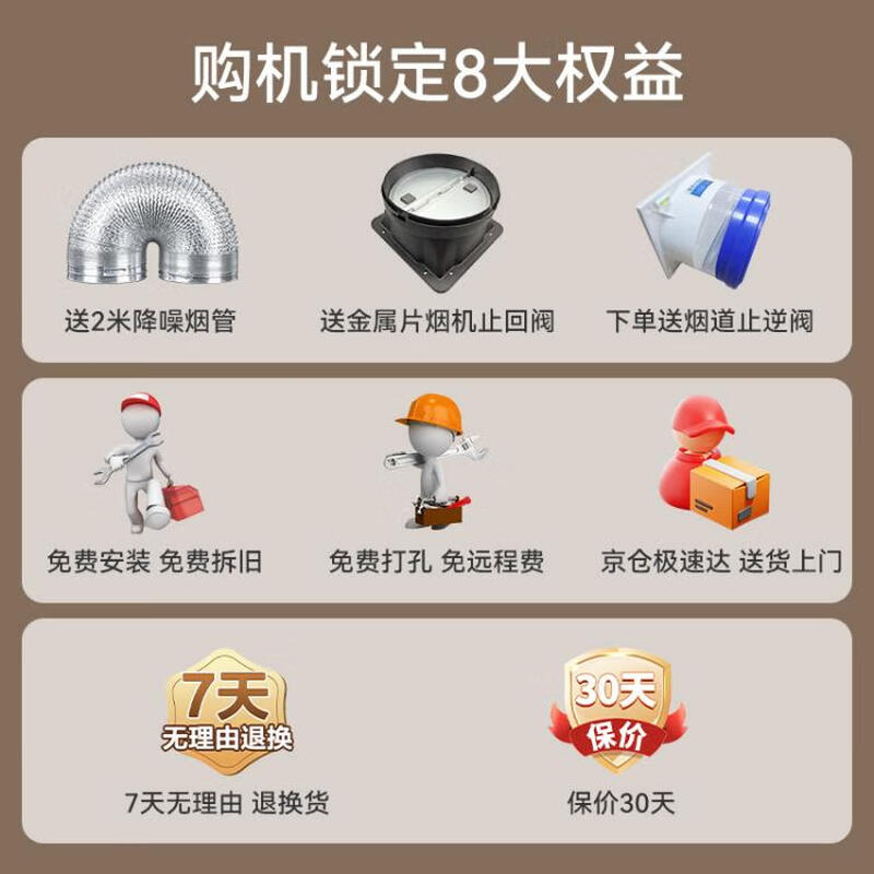 New top-side double-suction range hood made in Jingdong, 28 air volume variable frequency household, large suction, silent, first-class energy efficiency, national subsidy, can be used with gas stove JZB03