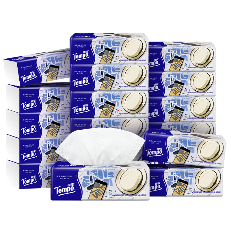 TEMPO Yibo same style tissue M size unscented 4 layers 100 sheets * 18 packs old and new packaging mixed tissue paper toilet paper