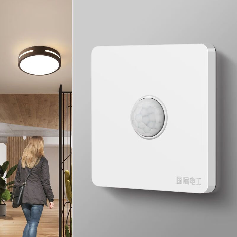 Induction switch human body infrared intelligent second-line corridor voice control 86 type panel radar delay lamp holder sensor white/four-line human body induction switch