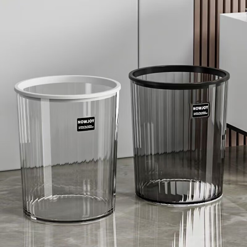 New light luxury transparent large trash can large capacity flower bucket bedroom living room office kitchen bathroom home transparent color-15L upgraded thickened version