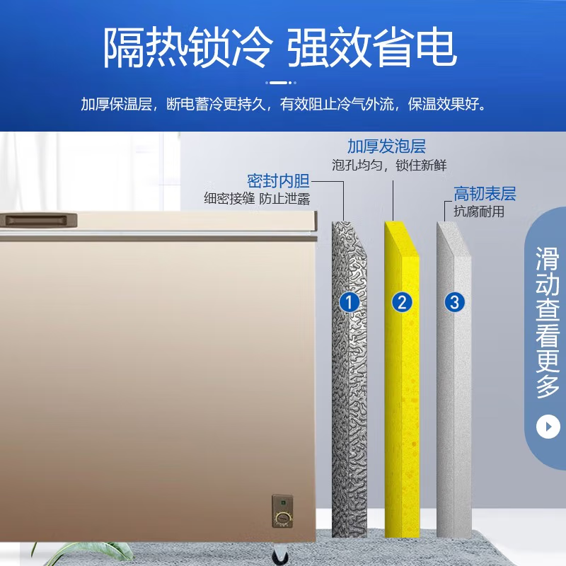 Meiling 418L Freezer Freezer Horizontal Large Capacity Commercial Refrigerator Freezer Conversion Single Temperature Freezer Deep Freezing Quick Freeze Single Temperature 418L Computer Controlled Ultra Low Temperature Quick Freeze Refrigerator Freezer Conversion